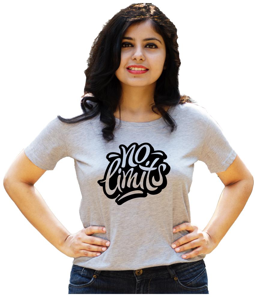 

HEYUZE Women Grey Regular fit Round neck Cotton T shirt