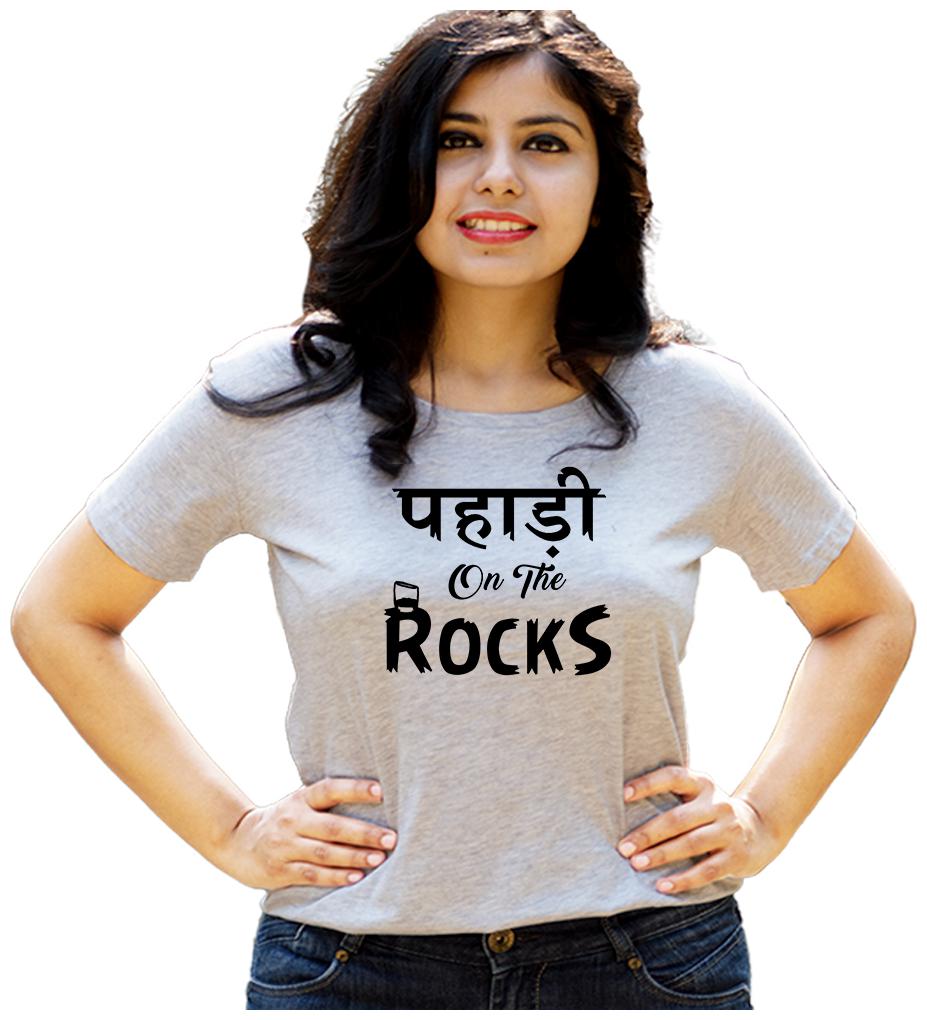 

HEYUZE Women Grey Regular fit Round neck Cotton T shirt