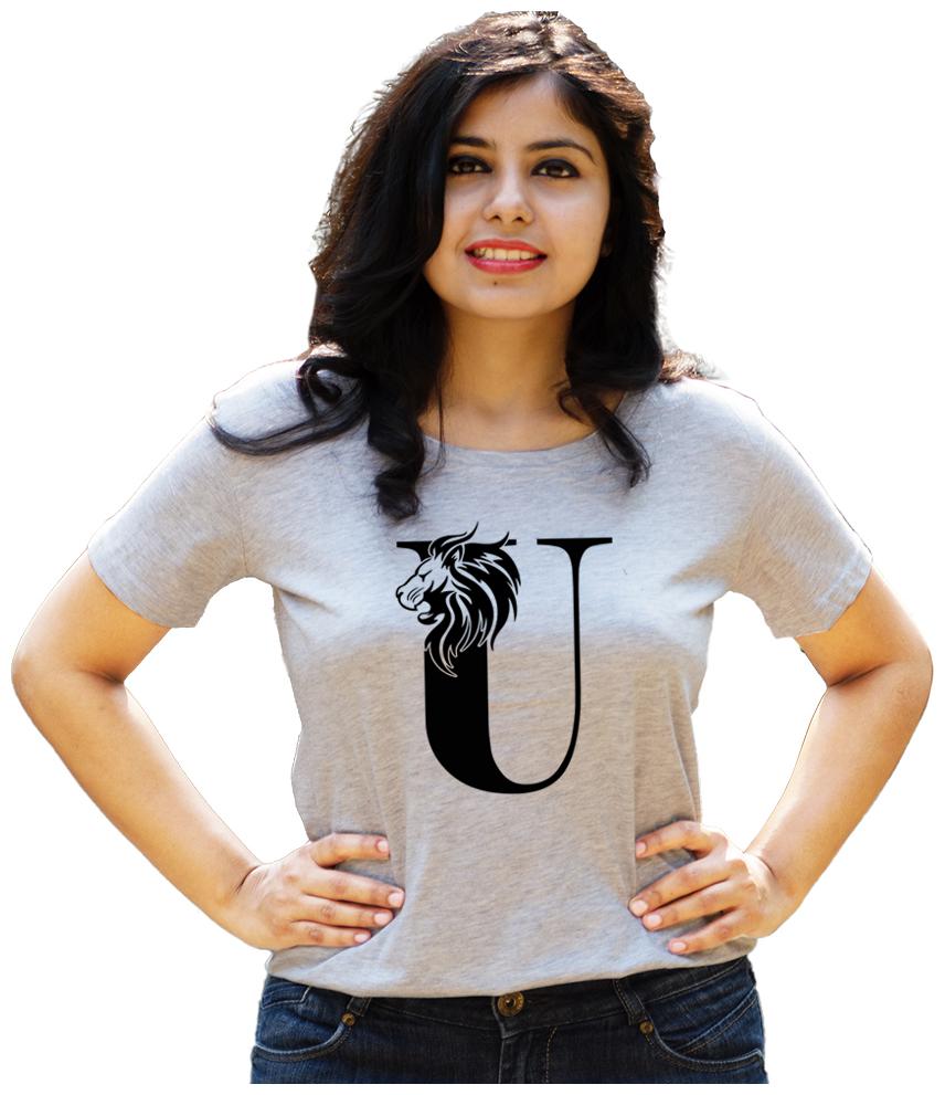 

HEYUZE Women Grey Regular fit Round neck Cotton T shirt
