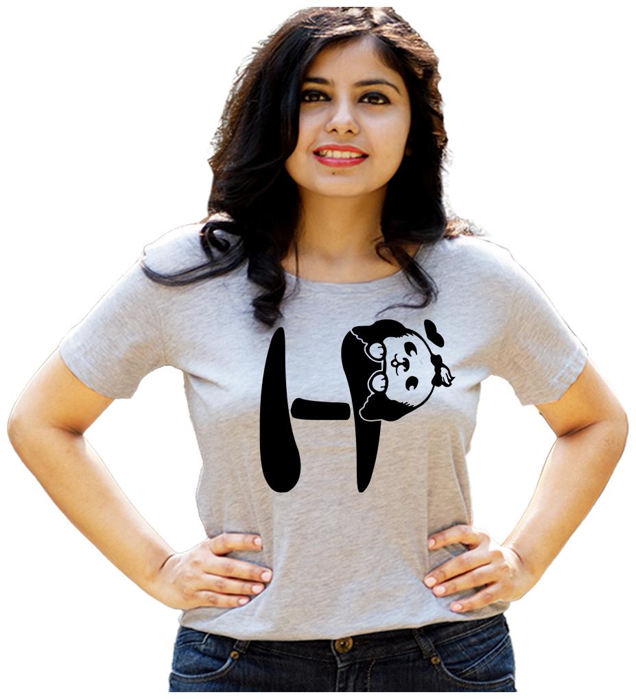 

HEYUZE Women Grey Regular fit Round neck Cotton T shirt