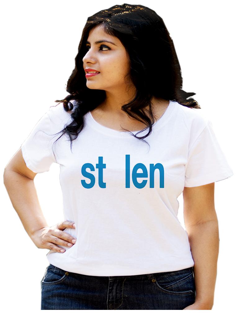 

HEYUZE Women White Regular fit Round neck Cotton T shirt
