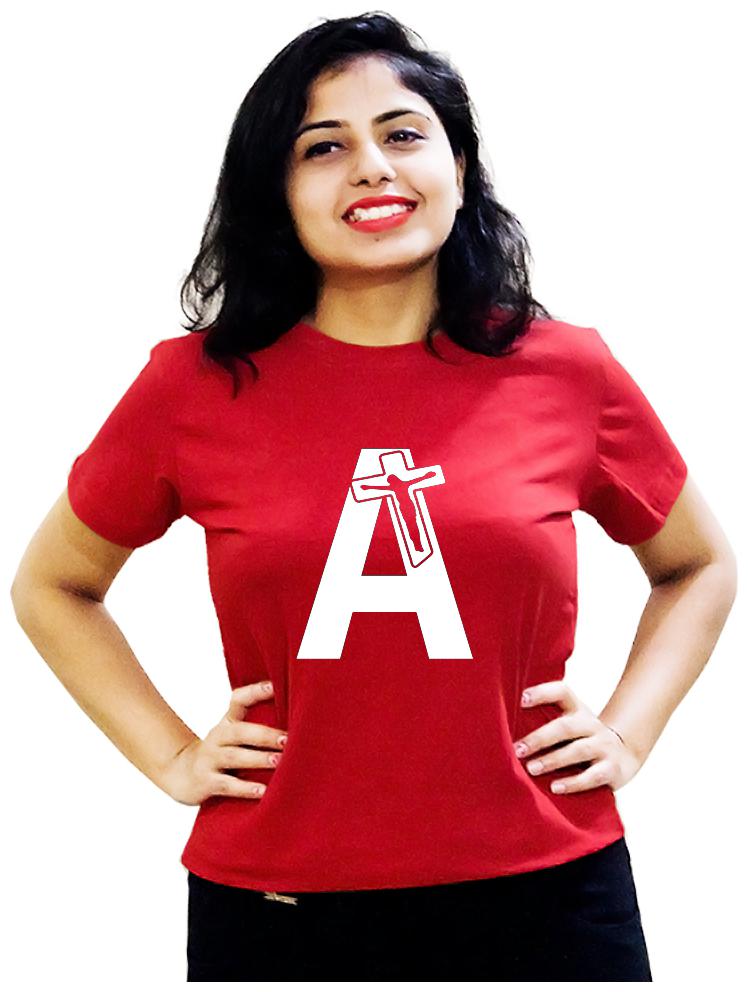 

HEYUZE Women Red Regular fit Round neck Cotton T shirt