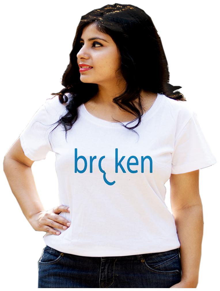 

HEYUZE Women White Regular fit Round neck Cotton T shirt