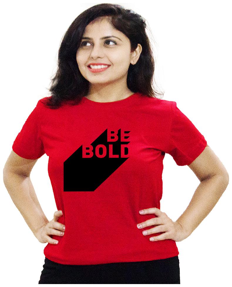 

HEYUZE Women Red Regular fit Round neck Cotton T shirt
