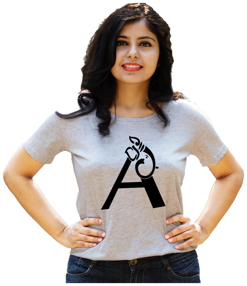 

HEYUZE Women Grey Regular fit Round neck Cotton T shirt