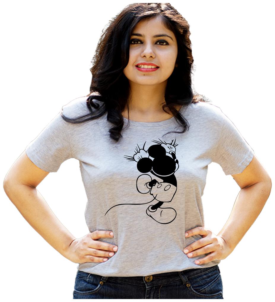 

HEYUZE Women Grey Regular fit Round neck Cotton T shirt