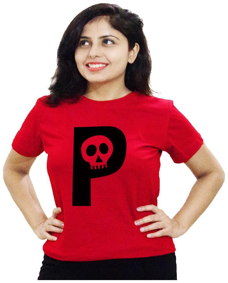 

HEYUZE Women Red Regular fit Round neck Cotton T shirt