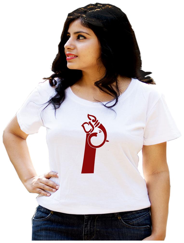 

HEYUZE Women White Regular fit Round neck Cotton T shirt