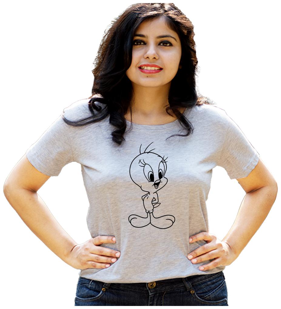 

HEYUZE Women Grey Regular fit Round neck Cotton T shirt