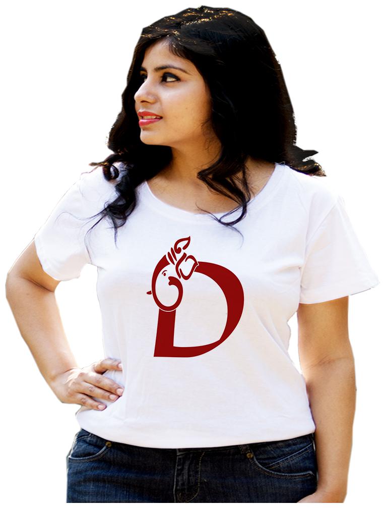 

HEYUZE Women White Regular fit Round neck Cotton T shirt