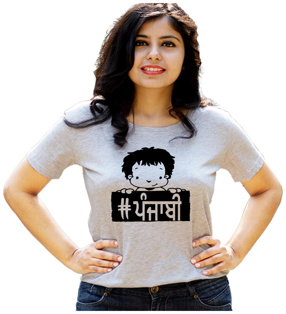 

HEYUZE Women Grey Regular fit Round neck Cotton T shirt