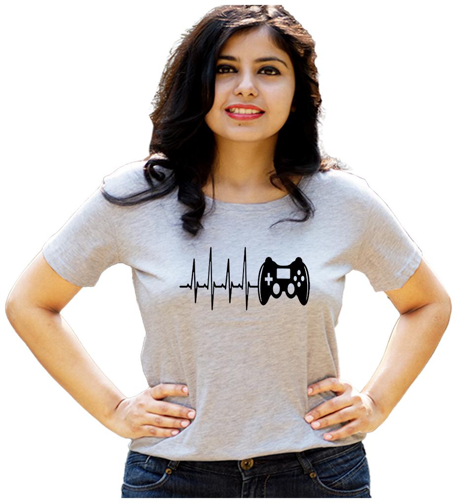 

HEYUZE Women Grey Regular fit Round neck Cotton T shirt