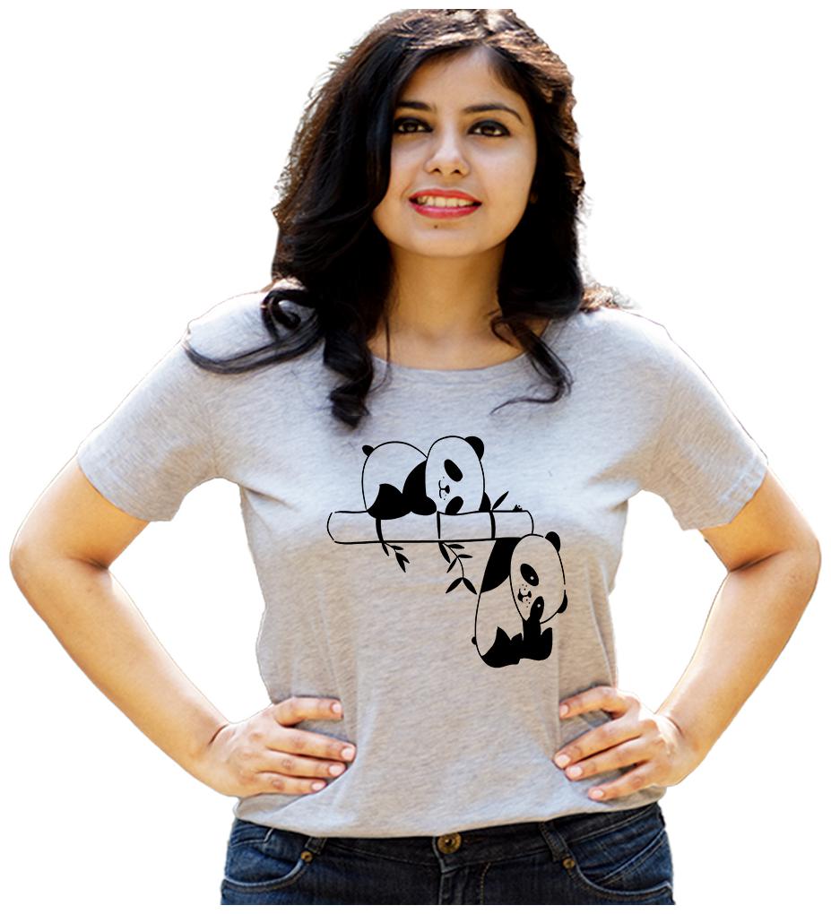 

HEYUZE Women Grey Regular fit Round neck Cotton T shirt