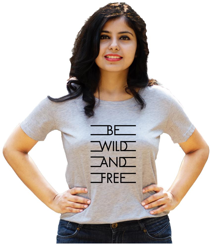 

HEYUZE Women Grey Regular fit Round neck Cotton T shirt
