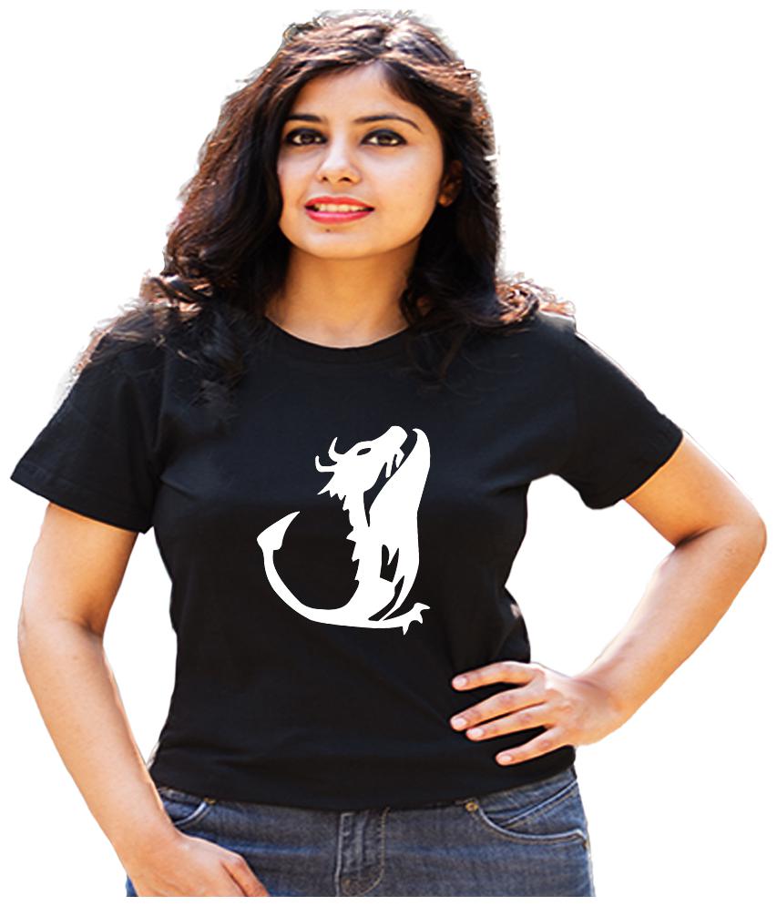 

HEYUZE Women Black Regular fit Round neck Viscose rayon T shirt