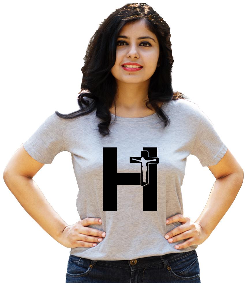 

HEYUZE Women Grey Regular fit Round neck Cotton T shirt