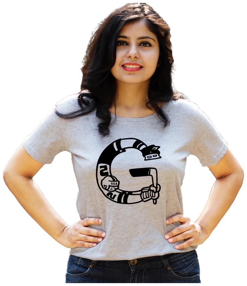 

HEYUZE Women Grey Regular fit Round neck Viscose rayon T shirt