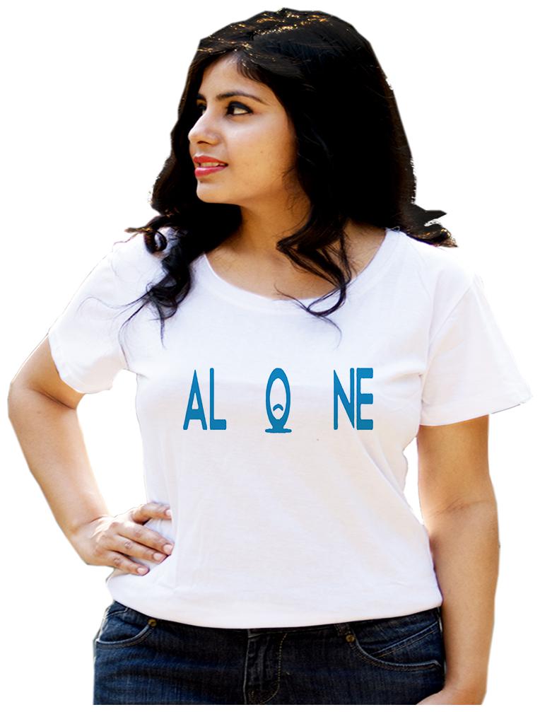 

HEYUZE Women White Regular fit Round neck Cotton T shirt