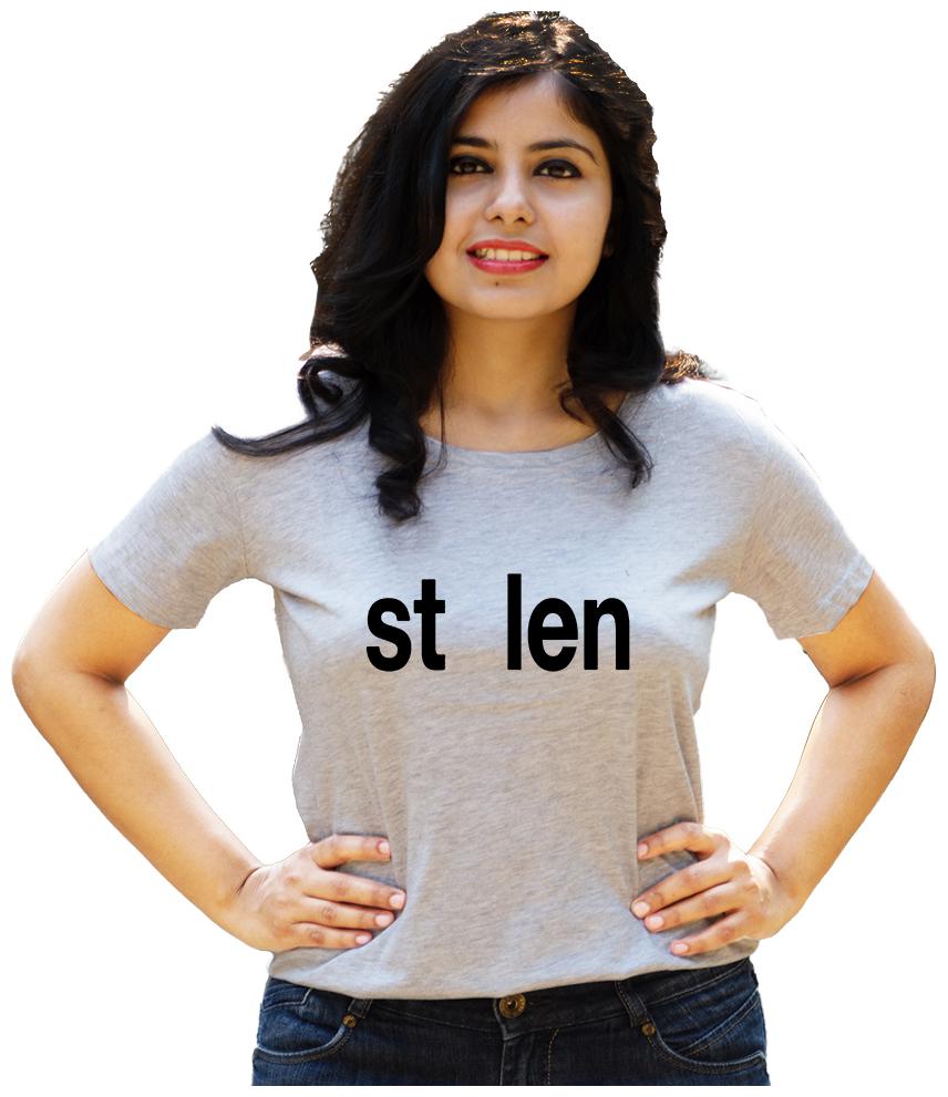

HEYUZE Women Grey Regular fit Round neck Cotton T shirt