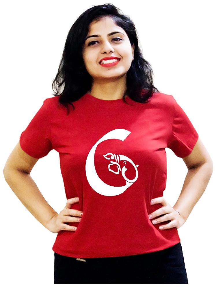 

HEYUZE Women Red Regular fit Round neck Cotton T shirt