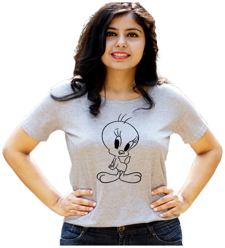 

HEYUZE Women Grey Regular fit Round neck Cotton T shirt