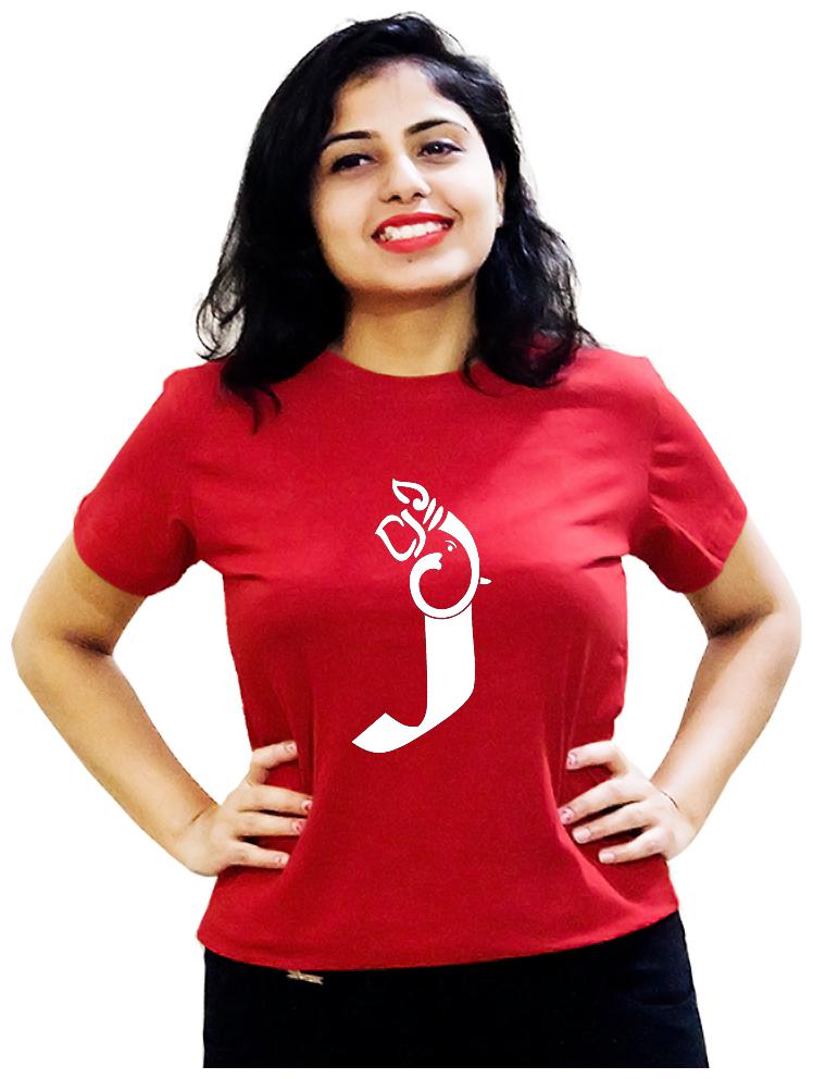 

HEYUZE Women Red Regular fit Round neck Cotton T shirt