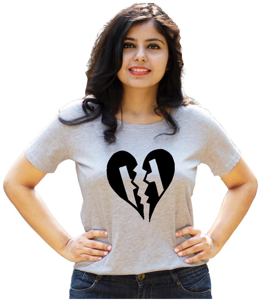 

HEYUZE Women Grey Regular fit Round neck Cotton T shirt