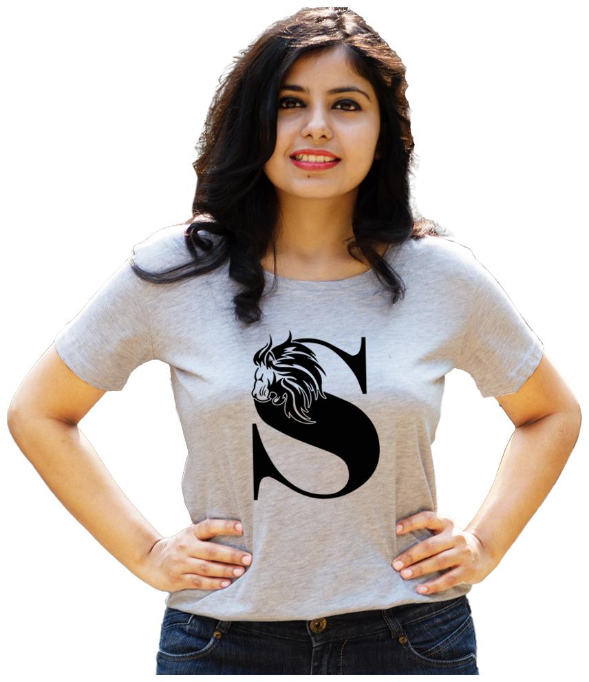 

HEYUZE Women Grey Regular fit Round neck Cotton T shirt