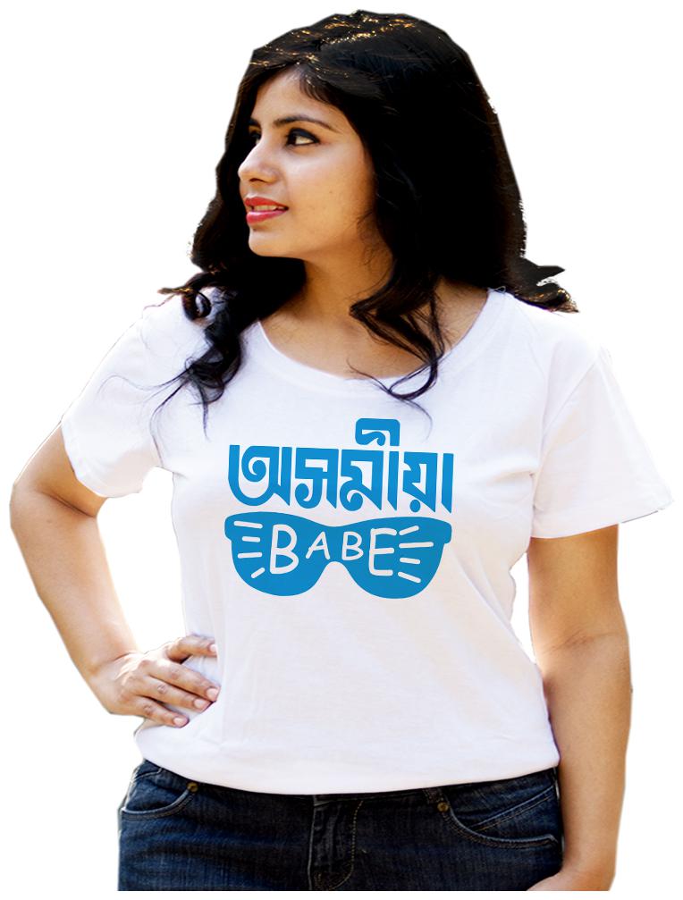 

HEYUZE Women White Regular fit Round neck Cotton T shirt
