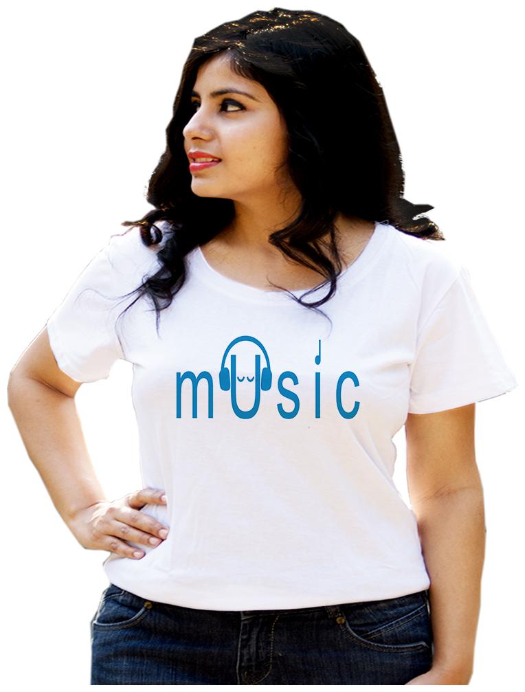 

HEYUZE Women White Regular fit Round neck Cotton T shirt