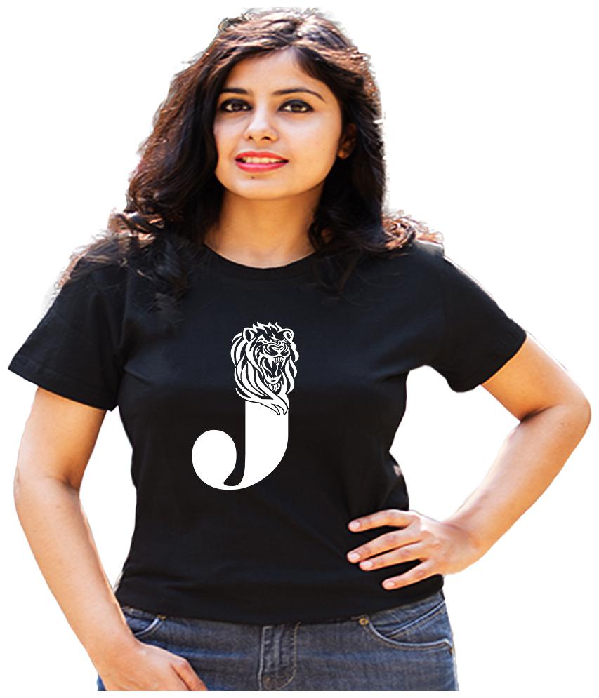 

HEYUZE Women Black Regular fit Round neck Cotton T shirt