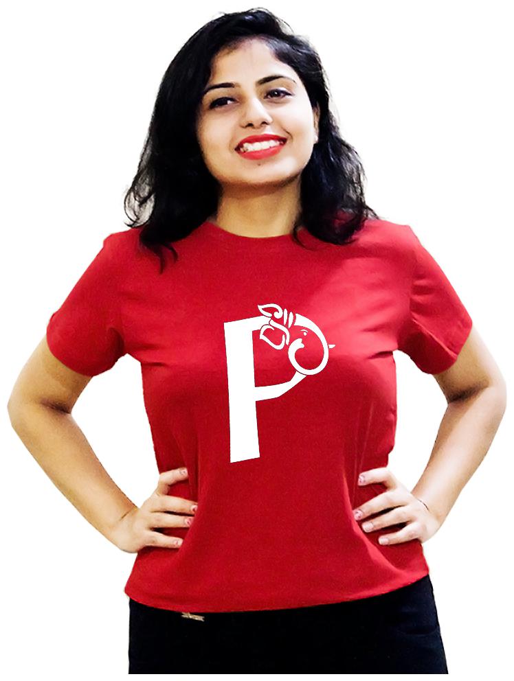 

HEYUZE Women Red Regular fit Round neck Cotton T shirt
