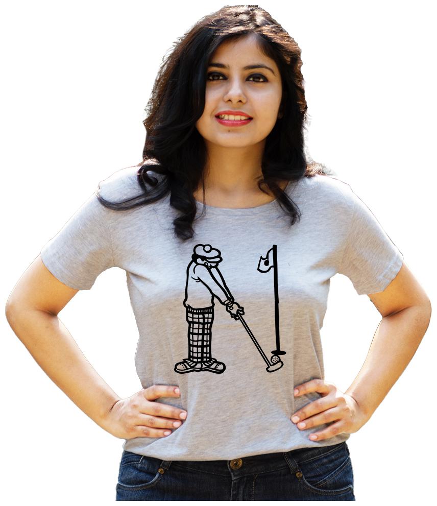 

HEYUZE Women Grey Regular fit Round neck Cotton T shirt
