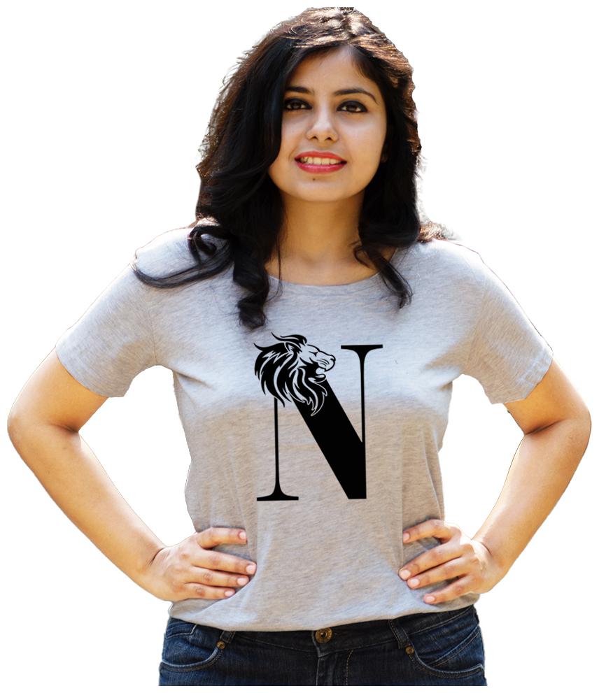 

HEYUZE Women Grey Regular fit Round neck Cotton T shirt