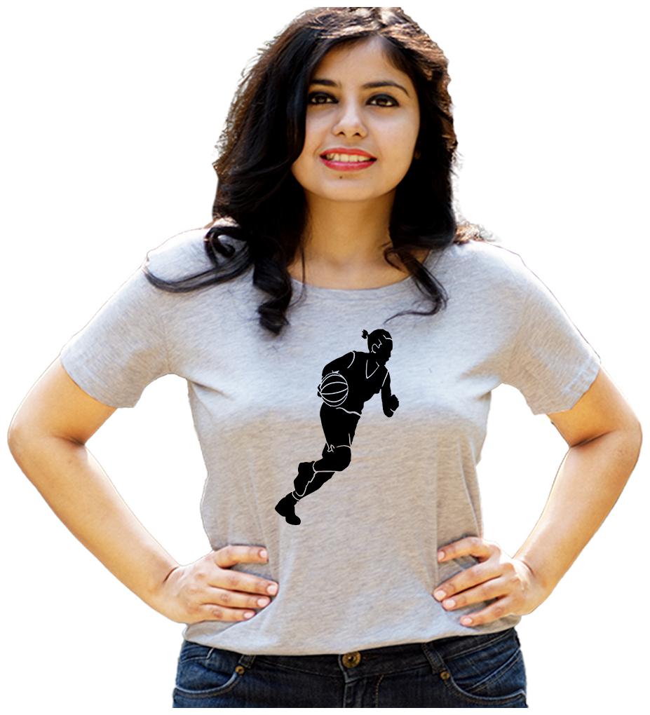 

HEYUZE Women Grey Regular fit Round neck Cotton T shirt