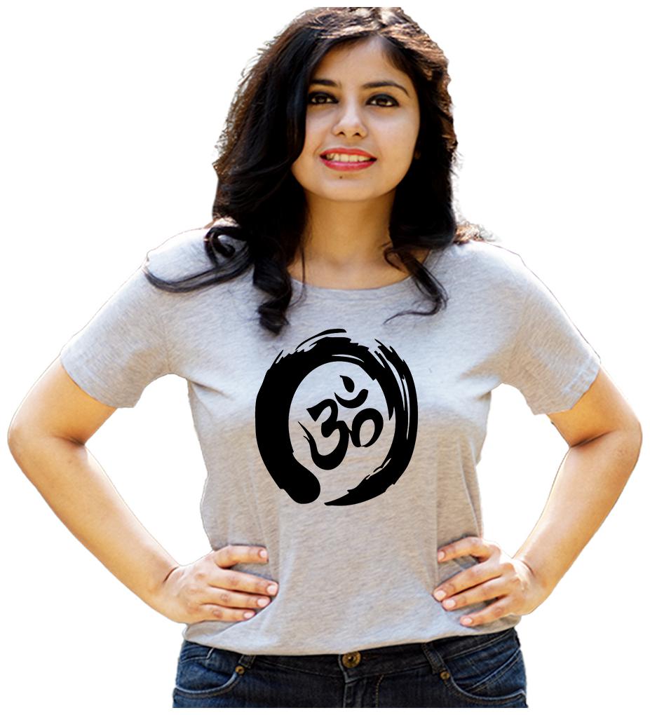 

HEYUZE Women Grey Regular fit Round neck Cotton T shirt