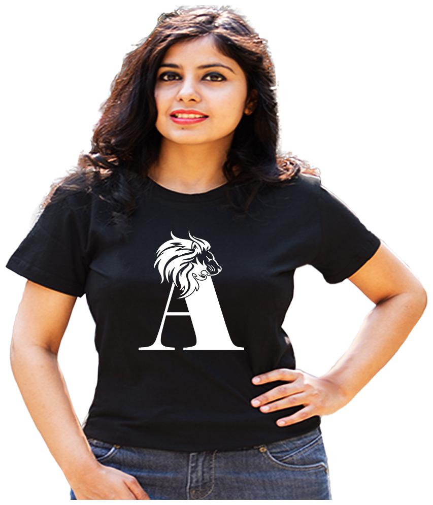 

HEYUZE Women Black Regular fit Round neck Cotton T shirt