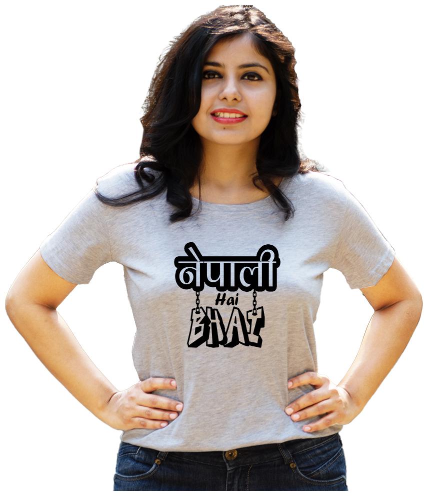 

HEYUZE Women Grey Regular fit Round neck Cotton T shirt