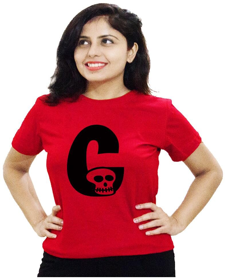 

HEYUZE Women Red Regular fit Round neck Cotton T shirt
