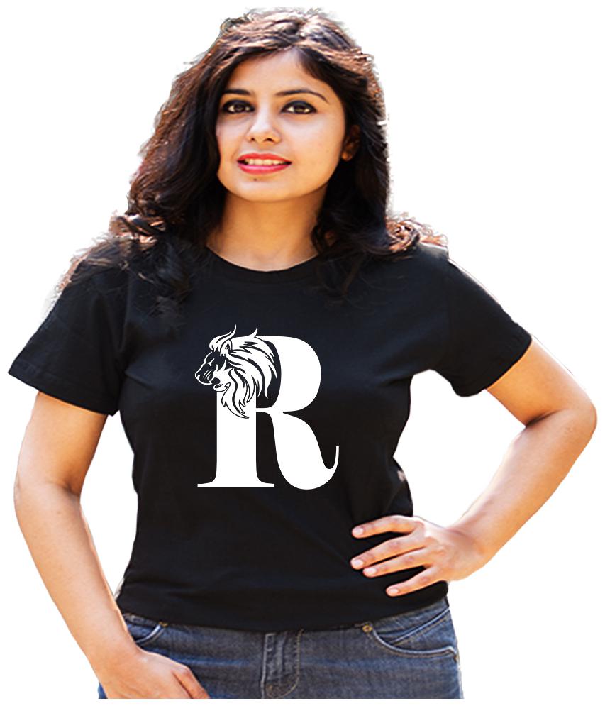 

HEYUZE Women Black Regular fit Round neck Cotton T shirt