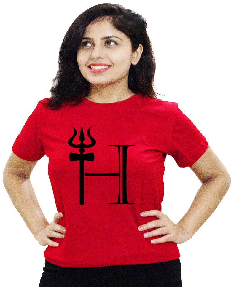 

HEYUZE Women Red Regular fit Round neck Cotton T shirt