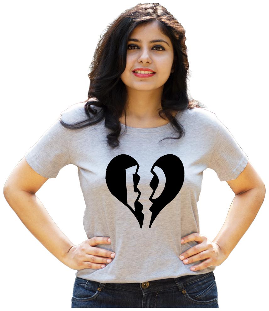 

HEYUZE Women Grey Regular fit Round neck Cotton T shirt