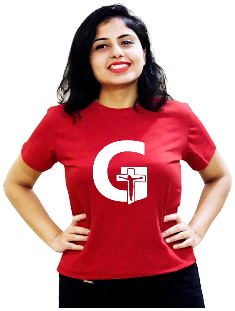 

HEYUZE Women Red Regular fit Round neck Cotton T shirt
