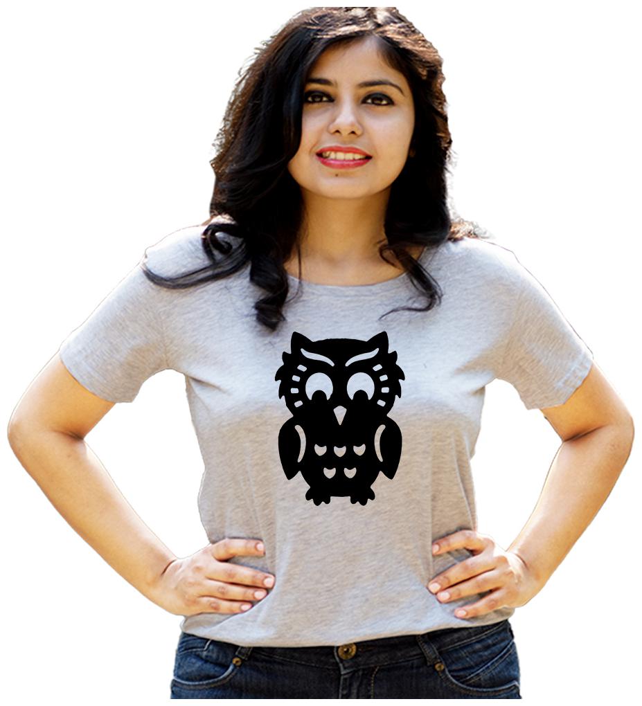 

HEYUZE Women Grey Regular fit Round neck Cotton T shirt