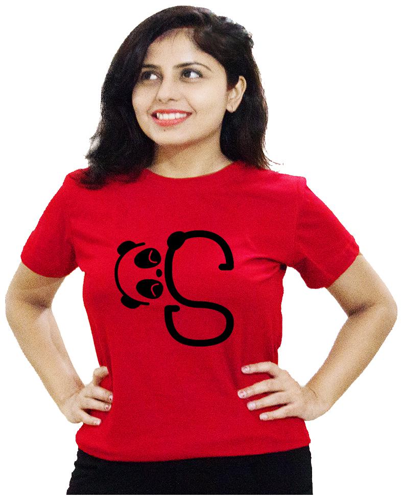 

HEYUZE Women Red Regular fit Round neck Cotton T shirt