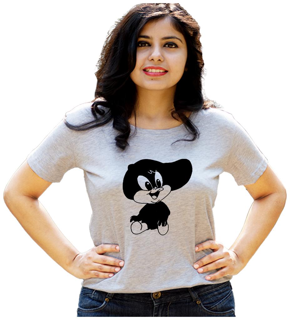 

HEYUZE Women Grey Regular fit Round neck Cotton T shirt