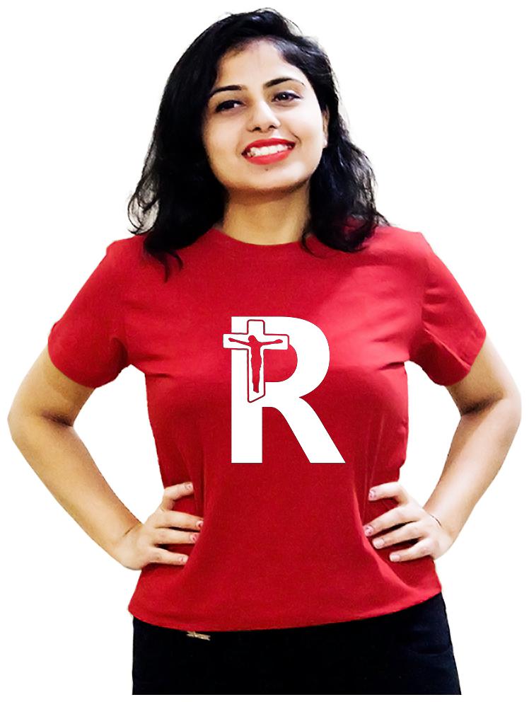 

HEYUZE Women Red Regular fit Round neck Cotton T shirt