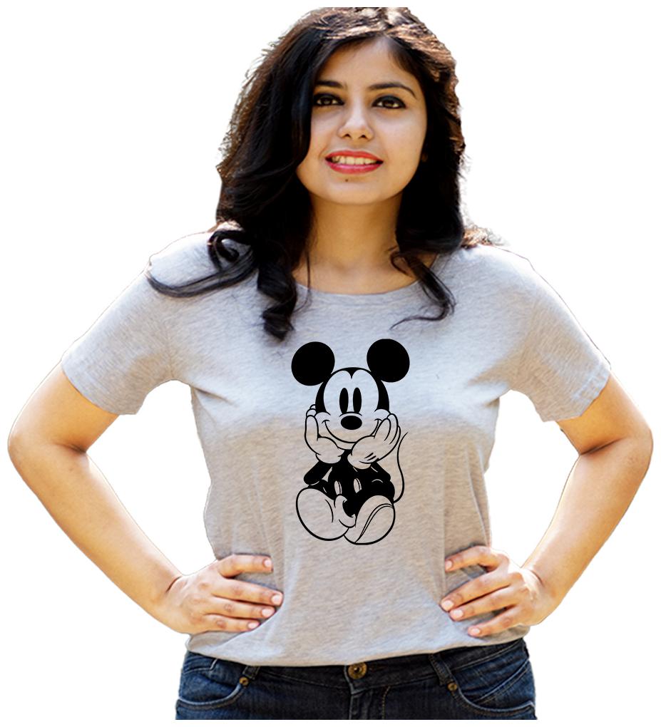 

HEYUZE Women Grey Regular fit Round neck Cotton T shirt