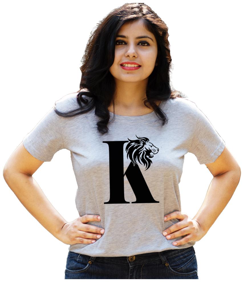 

HEYUZE Women Grey Regular fit Round neck Cotton T shirt