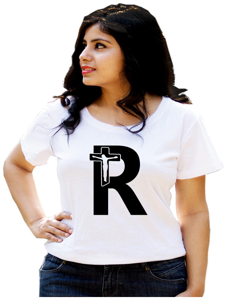 

HEYUZE Women White Regular fit Round neck Cotton T shirt